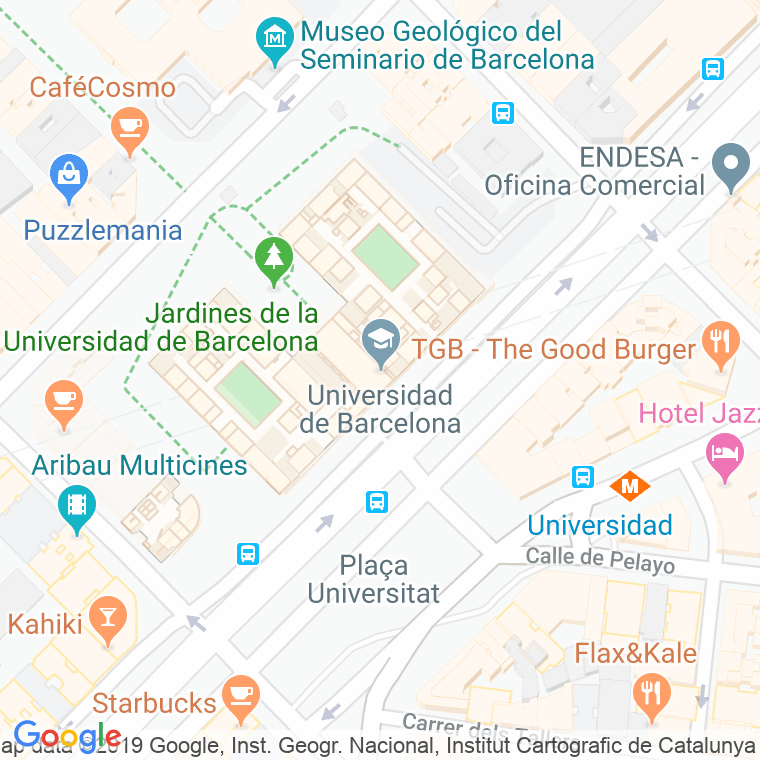 Código Postal calle Universitat, De La, ronda en Barcelona