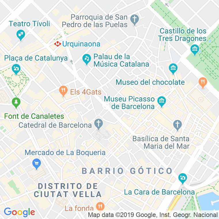 Código Postal calle Laietana, via (Pares Del 66 Al Final) en Barcelona