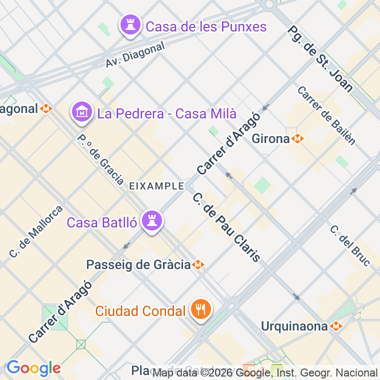 Código postal de Pau Claris, de   (impares del 1 al 93)  (pares del 2 al 98) en Barcelona