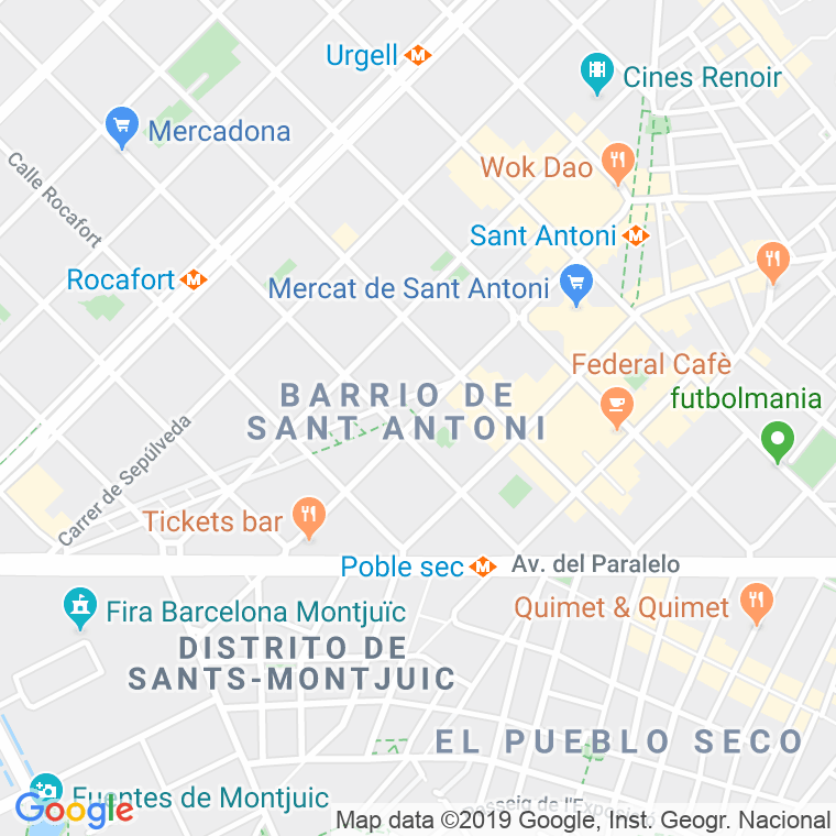 Código Postal calle Tamarit   (Impares Del 181 Al Final)  (Pares Del 156 Al Final) en Barcelona