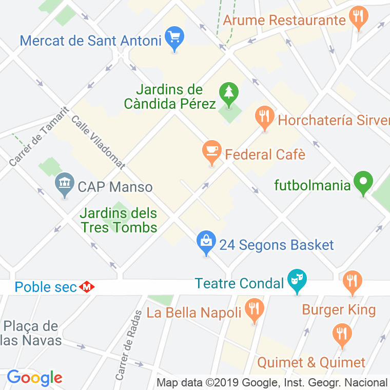 Código Postal calle Parlament, Del en Barcelona