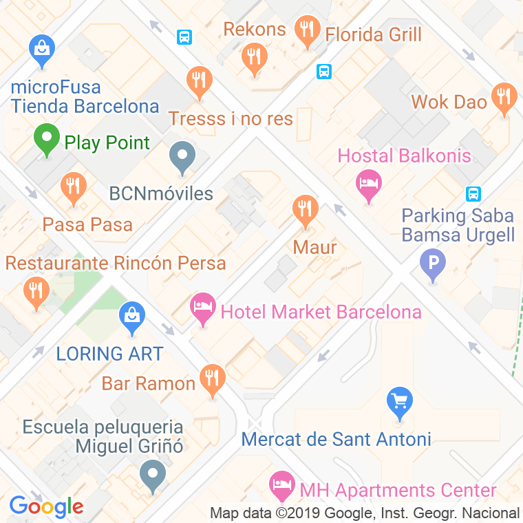 Código Postal calle Sant Antoni Abat, passatge (Impares Del 1 Al Final)  (Pares Del 2 Al Final) en Barcelona