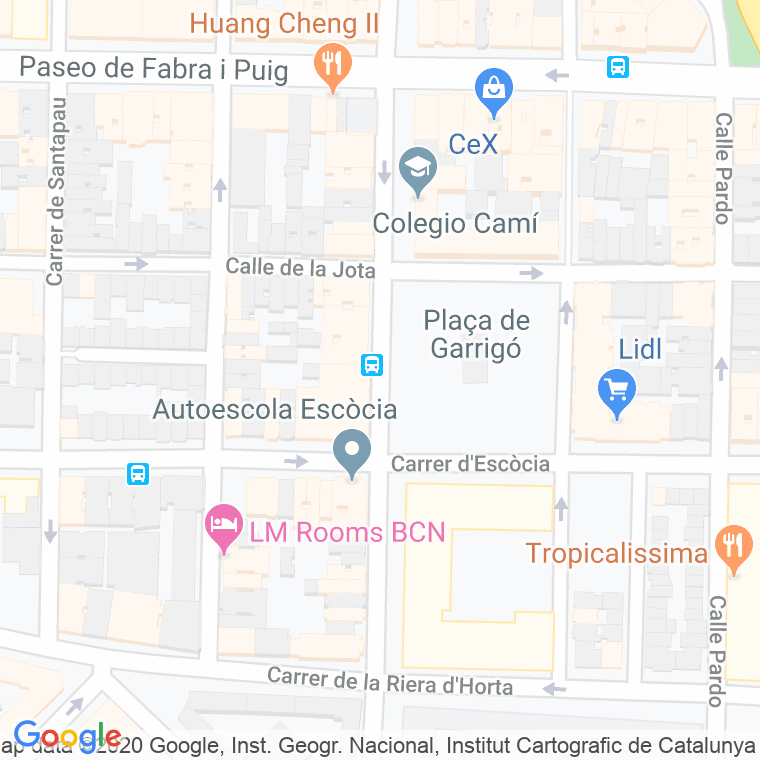 Código Postal calle Garrigo, plaça en Barcelona