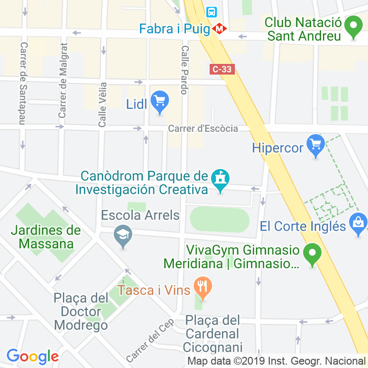 Código Postal calle Pardo   (Impares Del 17 Al Final)  (Pares Del 30 Al Final) en Barcelona