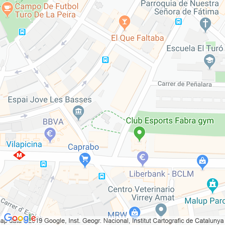 Código Postal calle Basses D'en Barral, De Les, plaça en Barcelona