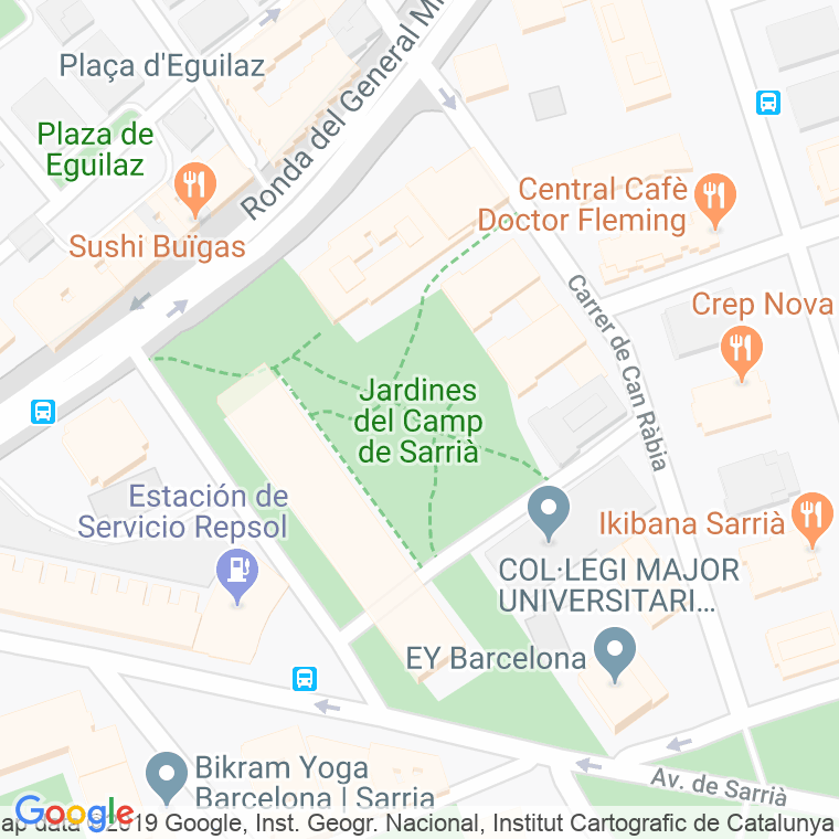 Código Postal calle Camp De Srria, Del, jardins en Barcelona