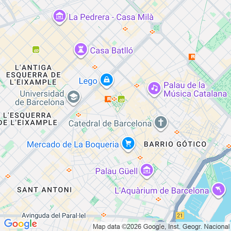 Código postal de Prim, De, Rambla (impares del 1 al 113)  (pares del 2 al 152) en Barcelona