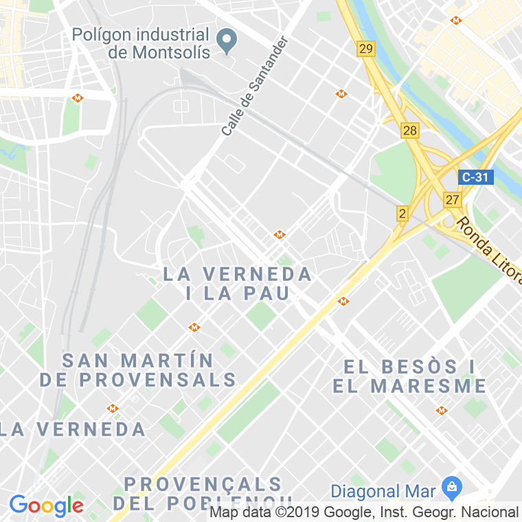 Código Postal calle Verneda, De La, grup (Impares Del 1 Al Final)  (Pares Del 2 Al Final) en Barcelona