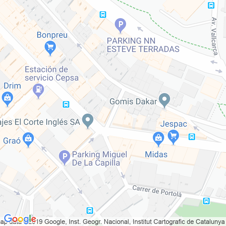 Código Postal calle Gomis, De, passatge en Barcelona