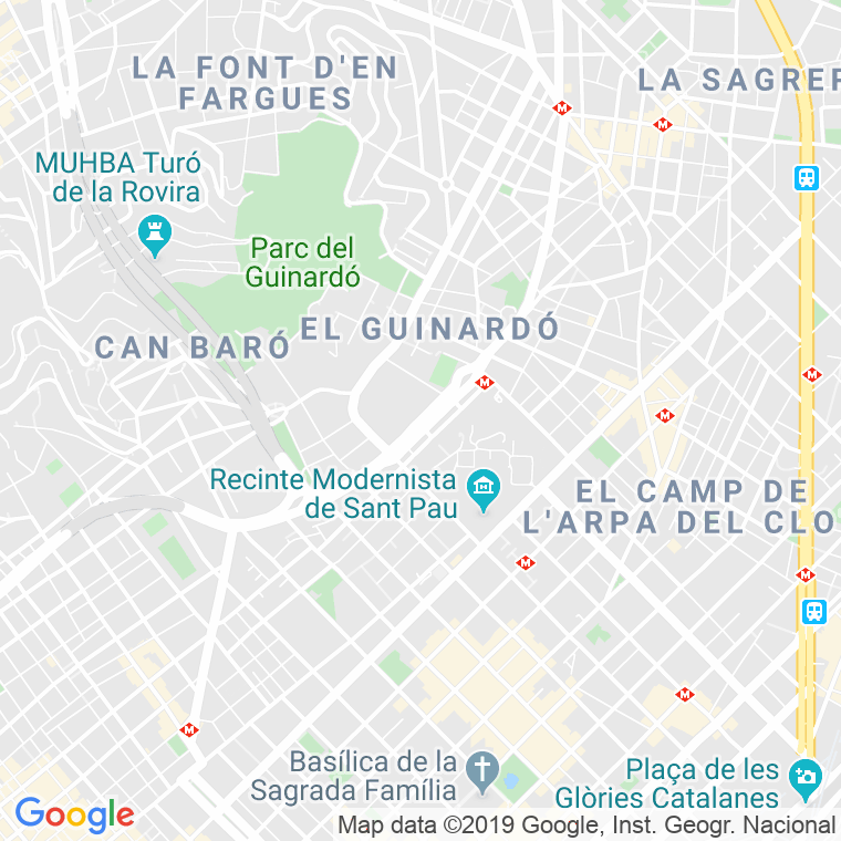 Código Postal calle Guinardo, Del, ronda (Pares Del 32 Al 90) en Barcelona