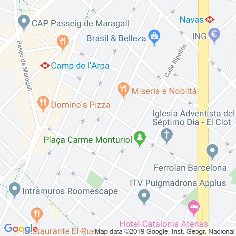Código Postal calle Nacio en Barcelona