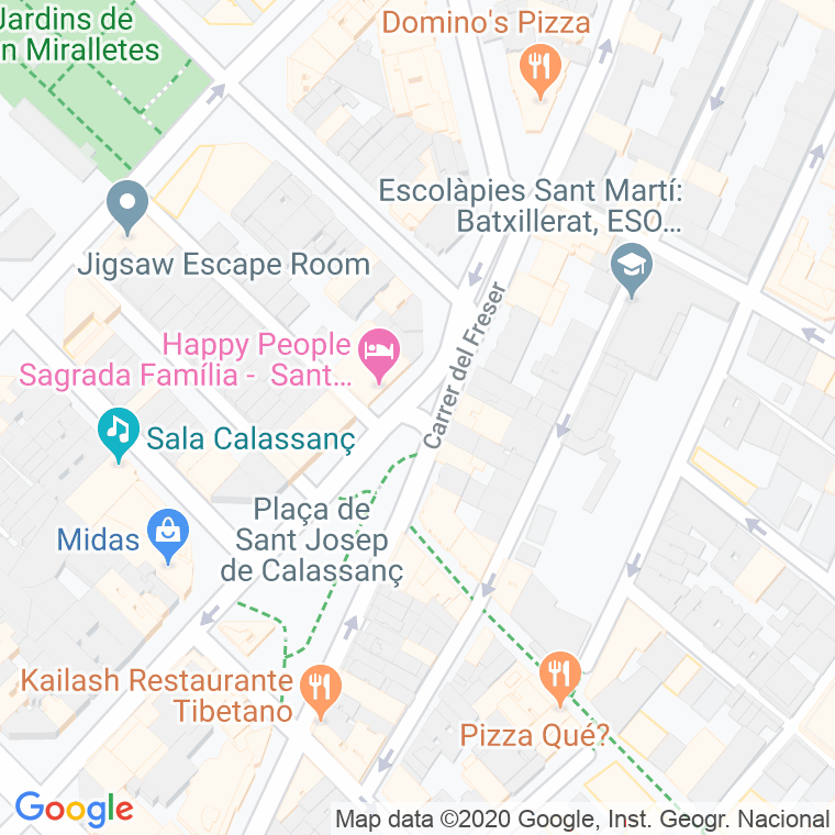 Código Postal calle Sant Josep De Calassanç, plaça en Barcelona