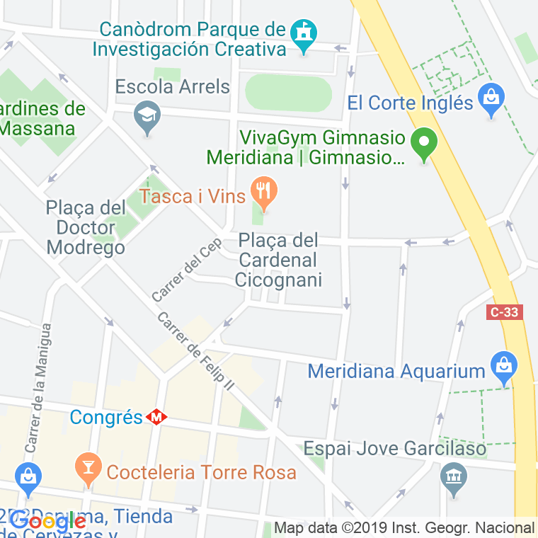 Código Postal calle Cardenal Cicognani, plaça en Barcelona