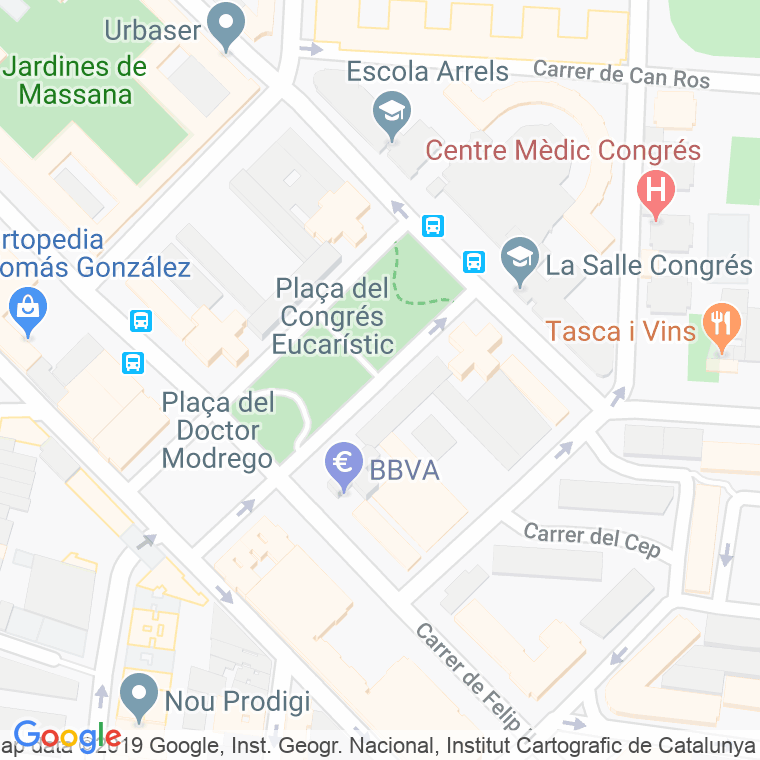 Código Postal calle Congres Eucaristic, plaça en Barcelona