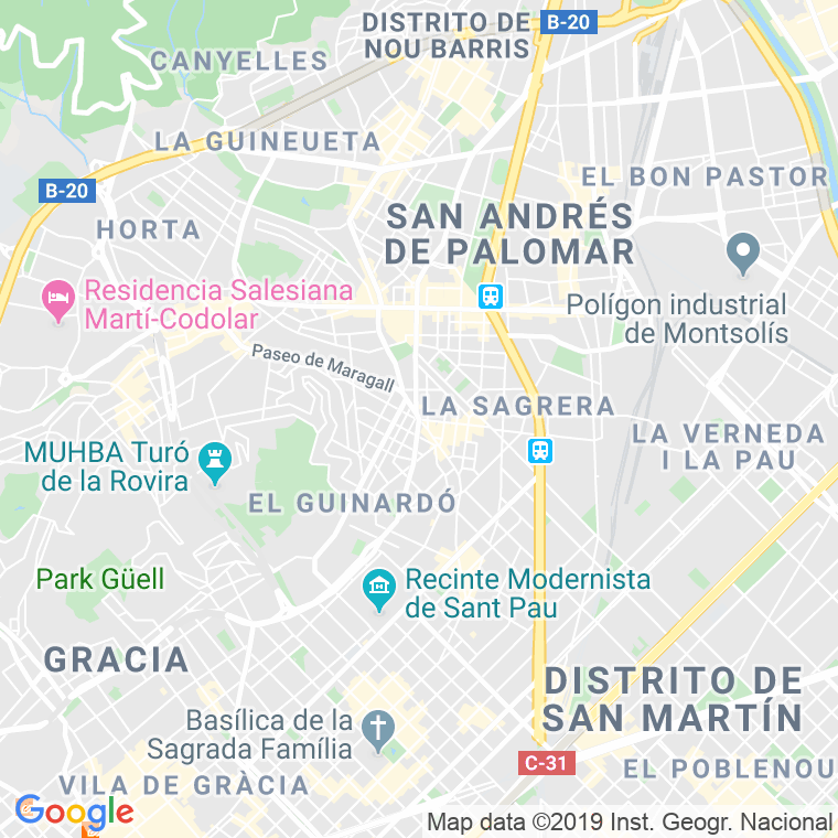 Código Postal calle Maragall, De, passeig (Pares Del 98 Al 180) en Barcelona