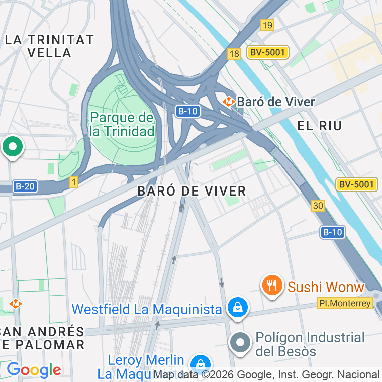 Código postal de Baro de Viver, Plaça en Barcelona