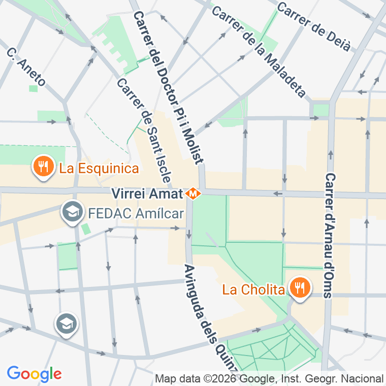 Código postal de Virrei Amat, Plaça (impares del 1 al 7)  (pares del 2 al 6) en Barcelona
