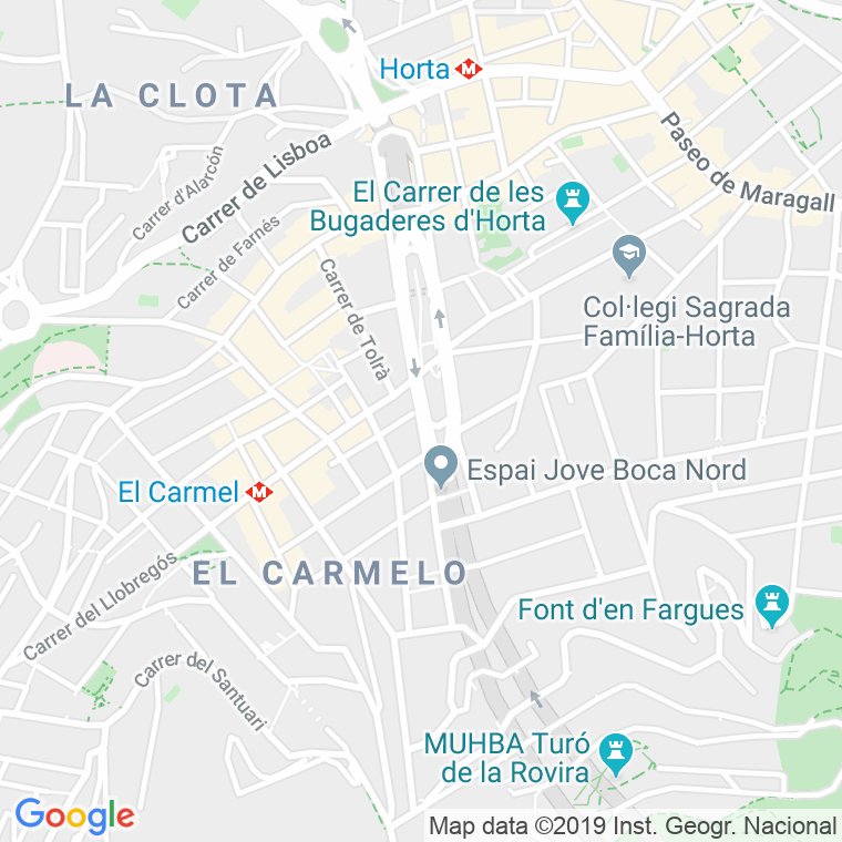 Código Postal calle Carmel, Del, rambla (Impares Del 1 Al Final)  (Pares Del 2 Al Final) en Barcelona