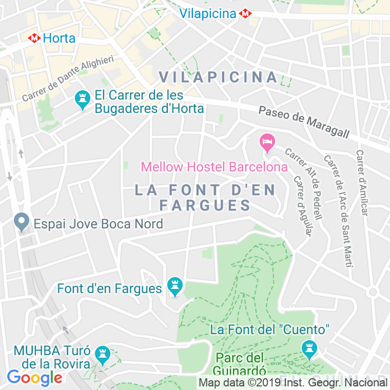 Código Postal calle Font D'en Fargas, De La, passeig en Barcelona