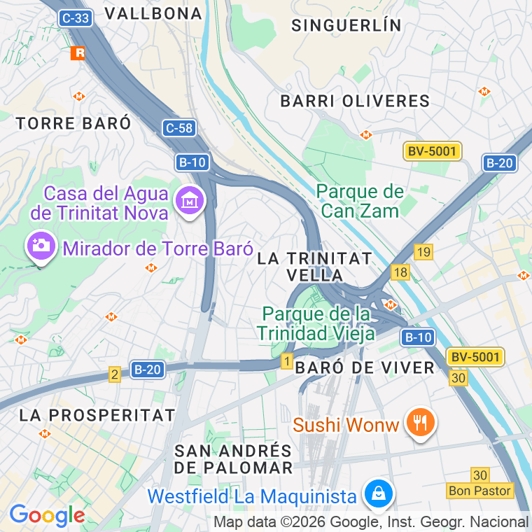 Código postal de Trinitat Vella, de La, Grup en Barcelona