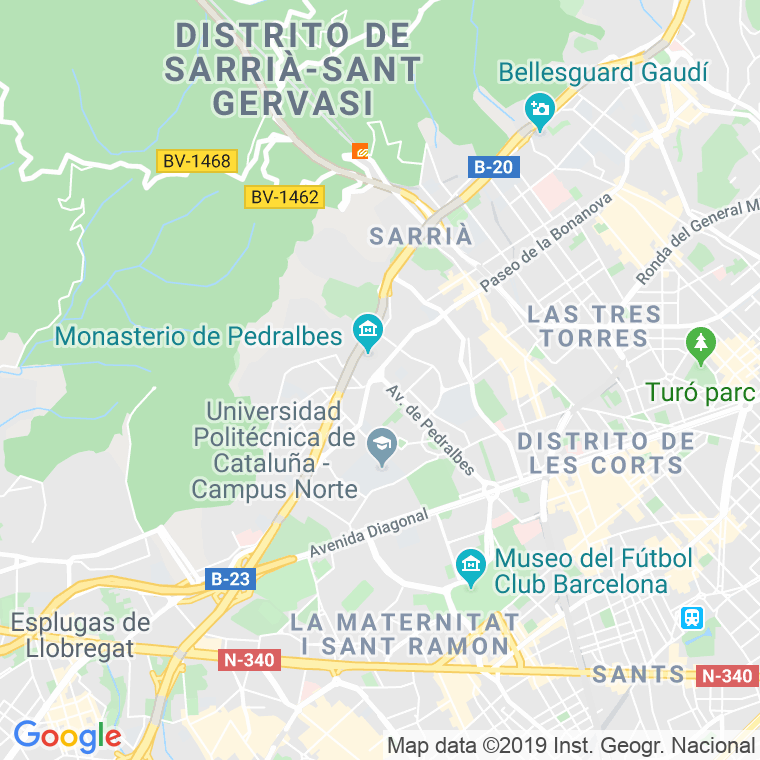 Código Postal calle Ciutat Universitaria (Lado Muntanya) en Barcelona