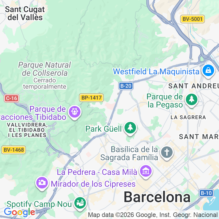 Código postal de Aigues, Carretera (impares del 231 al Final)  (pares del 216 al Final) en Barcelona