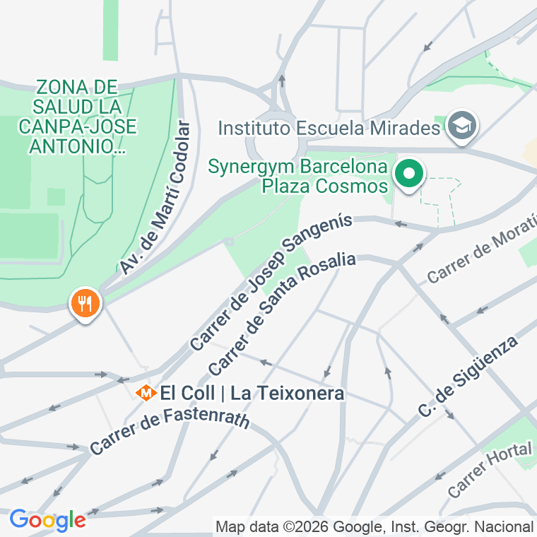 Código postal de Josep Sangenis   (impares del 1 al 45)  (pares del 2 al 20) en Barcelona
