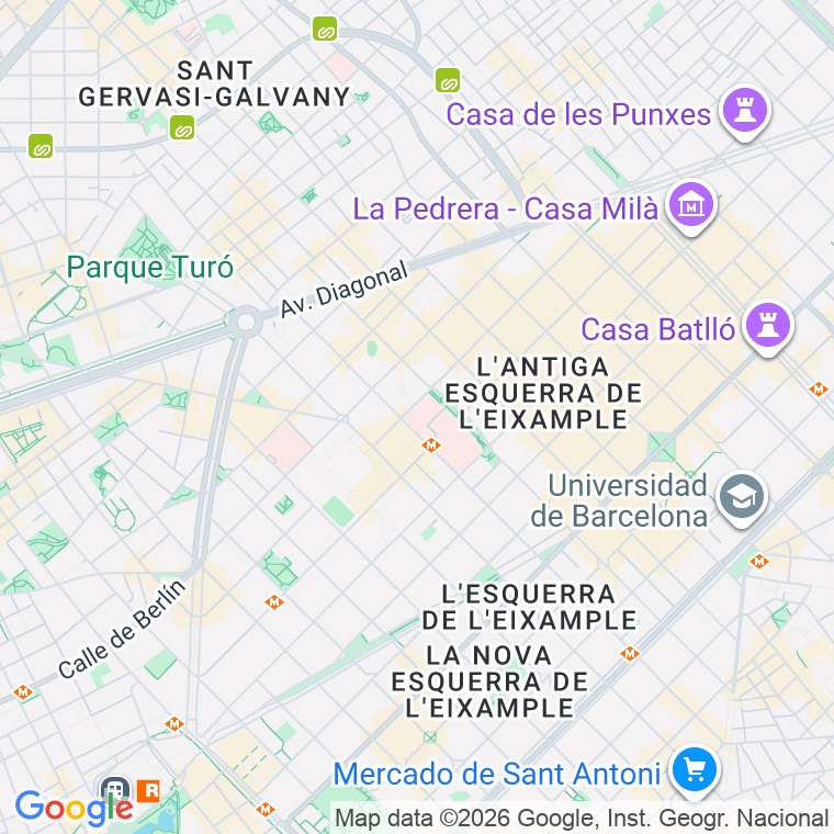 Código postal de Aribau   (impares del 69 al 181)  (pares del 74 al 210) en Barcelona