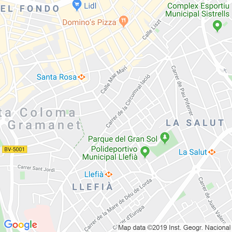 Código Postal calle Circumval-lacio Del Nord Tram 6, carretera en Barcelona