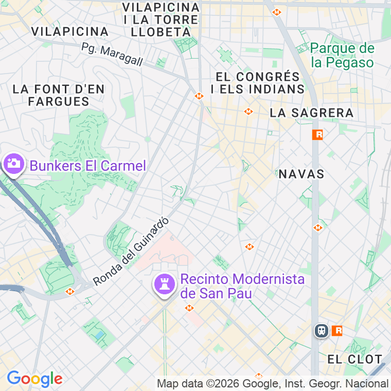 Código postal de Guinardo, Del, Parc (impares del 1 al Final)  (pares del 2 al Final) en Barcelona