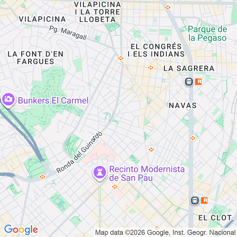Código postal de Maragall, De, Passeig (impares del 25 al 215)  (pares del 26 al 96) en Barcelona