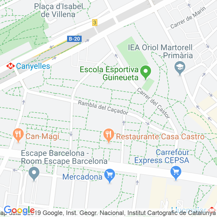 Código Postal calle Caçador, Del, rambla en Barcelona