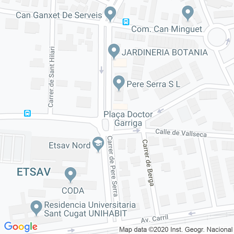 Código Postal calle Doctor Garriga, plaça en Sant Cugat del Vallés