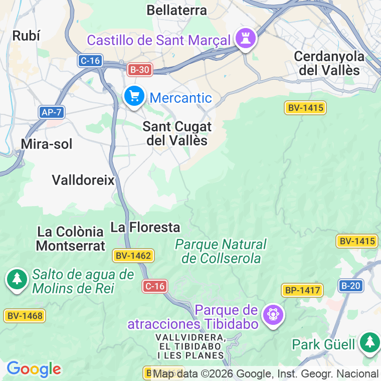 Código postal de Joan Xxiii, Carrer (impares del 19 al Final)  (pares del 2 al Final) en Sant Cugat del Vallés