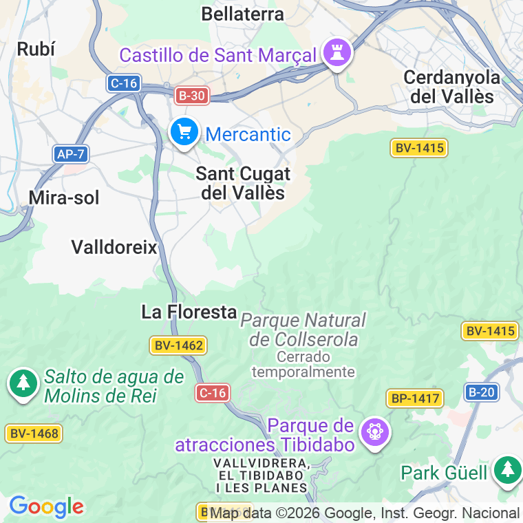 Código postal de Sant Cugat, Carrer (impares del 1 al Final)  (pares del 2 al Final) en Sant Cugat del Vallés