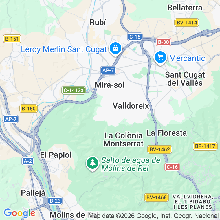 Código postal de Floresta, Carretera (impares del 1 al Final)  (pares del 2 al Final) en Sant Cugat del Vallés