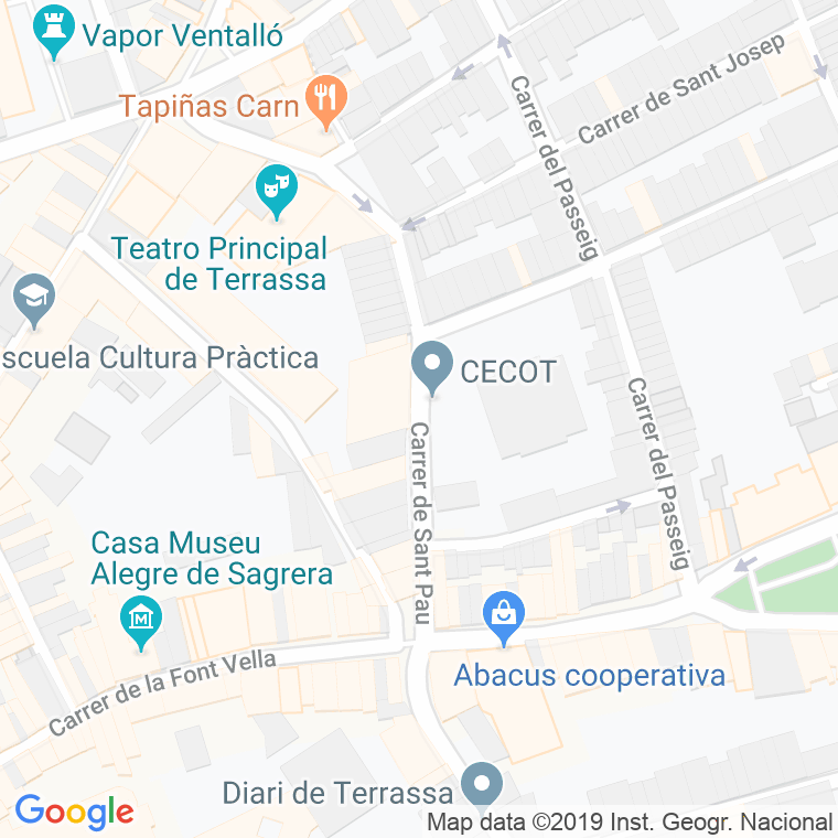 Código Postal calle Sant Pau en Terrassa