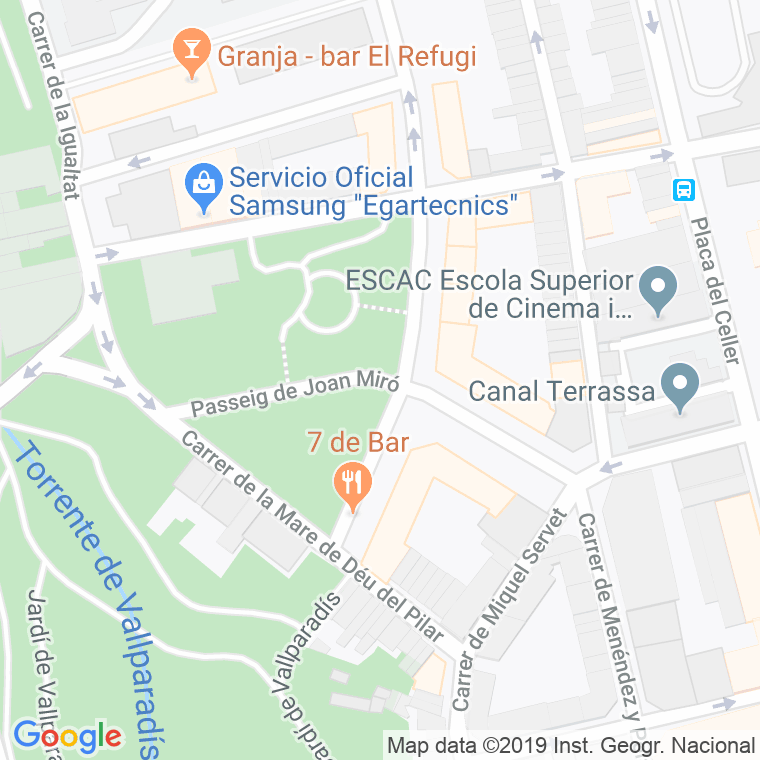 Código postal de Joan Miro, Passeig en Terrassa
