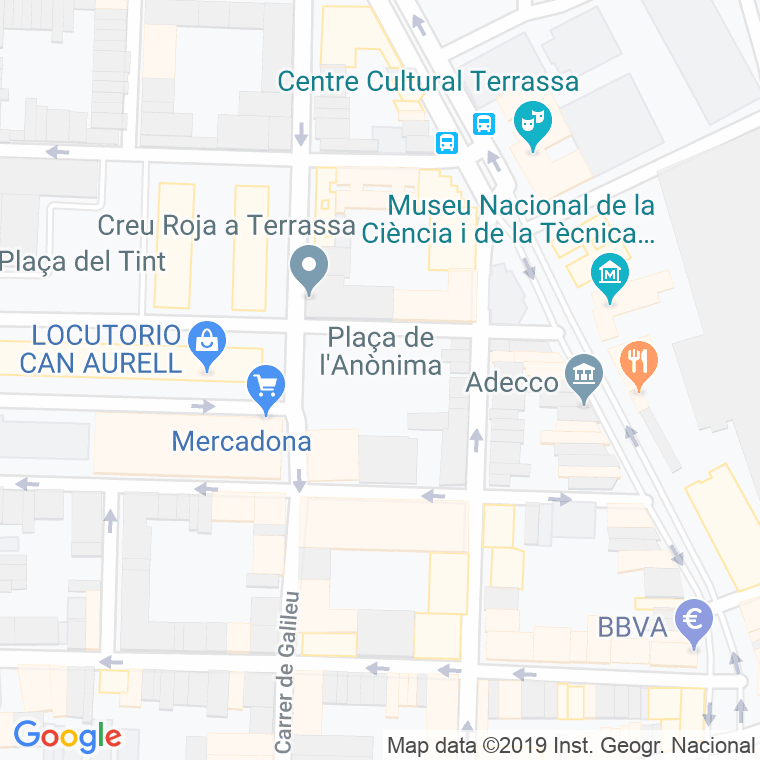 Código Postal calle Anonima, plaça en Terrassa