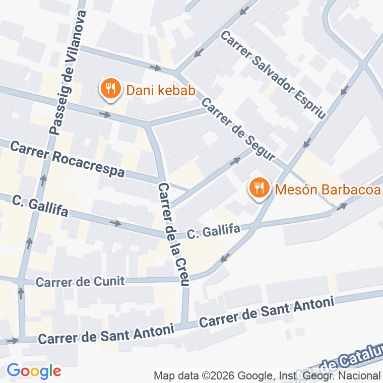 Código postal de Ptge Joan Miró en Santa Maria I Sud Sumella