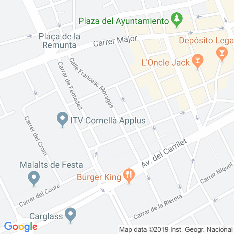 Código Postal calle Francesc Moragas   (Impares Del 1 Al 63)  (Pares Del 2 Al 64) en Hospitalet de Llobregat,l'