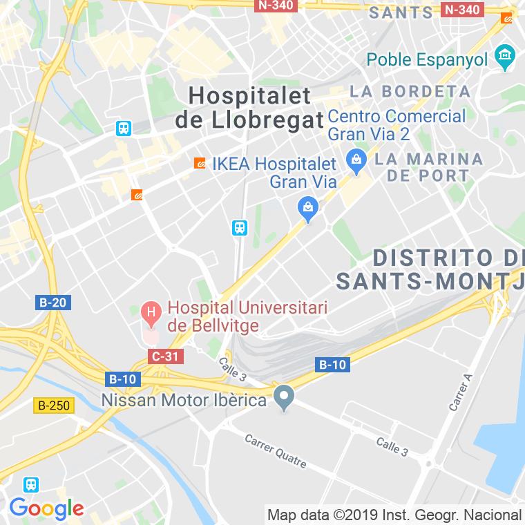 Código Postal calle Gran Via, avinguda (Pares Del 112 Al Final) en Hospitalet de Llobregat,l'