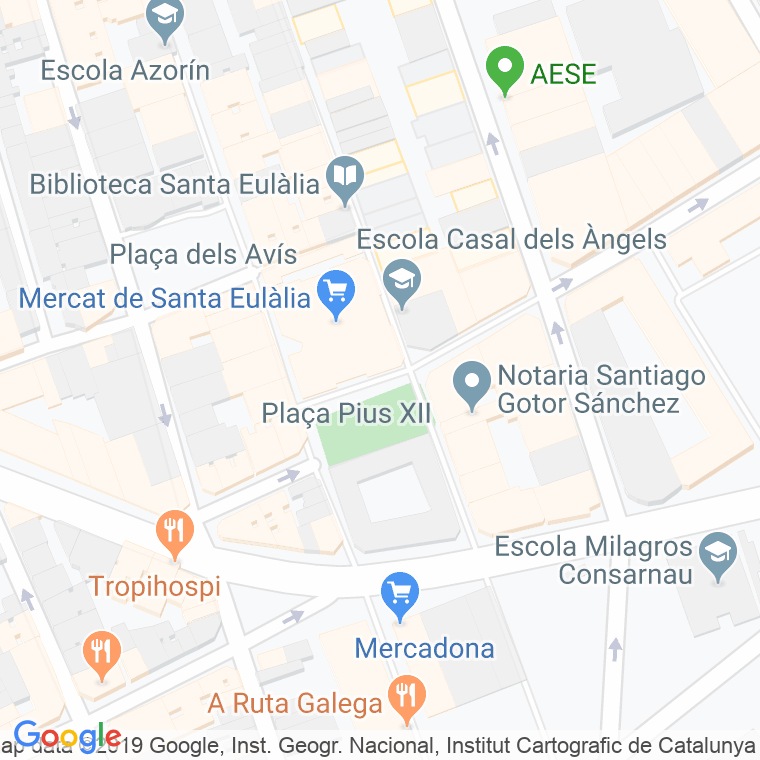 Código Postal calle Pius Xii, plaça en Hospitalet de Llobregat,l'