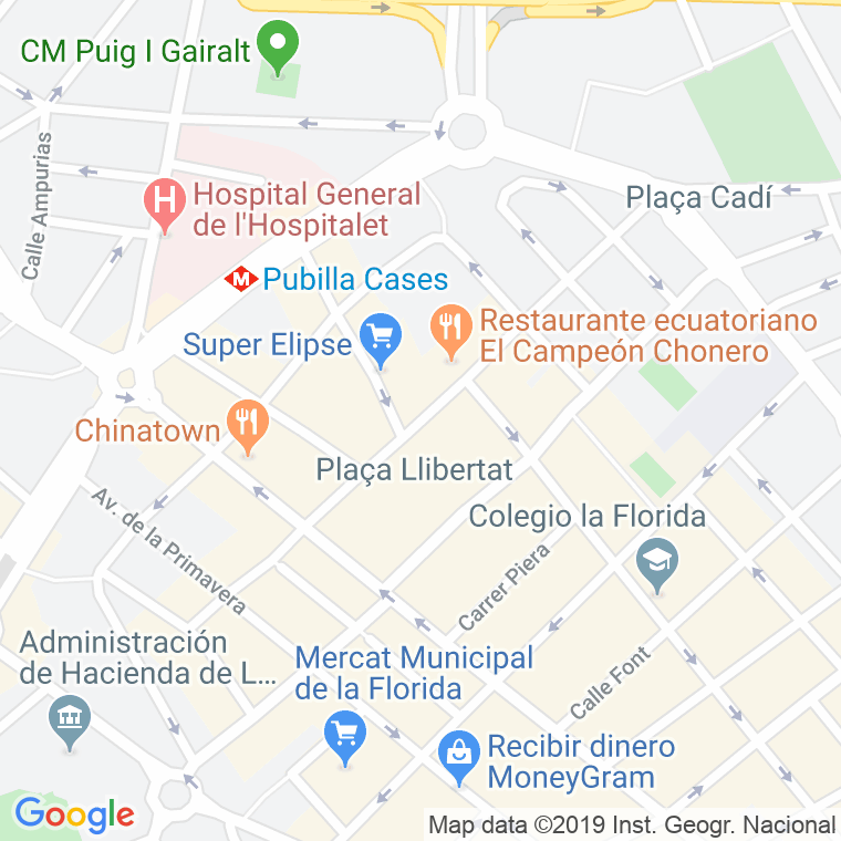 Código Postal calle Llevant en Hospitalet de Llobregat,l'