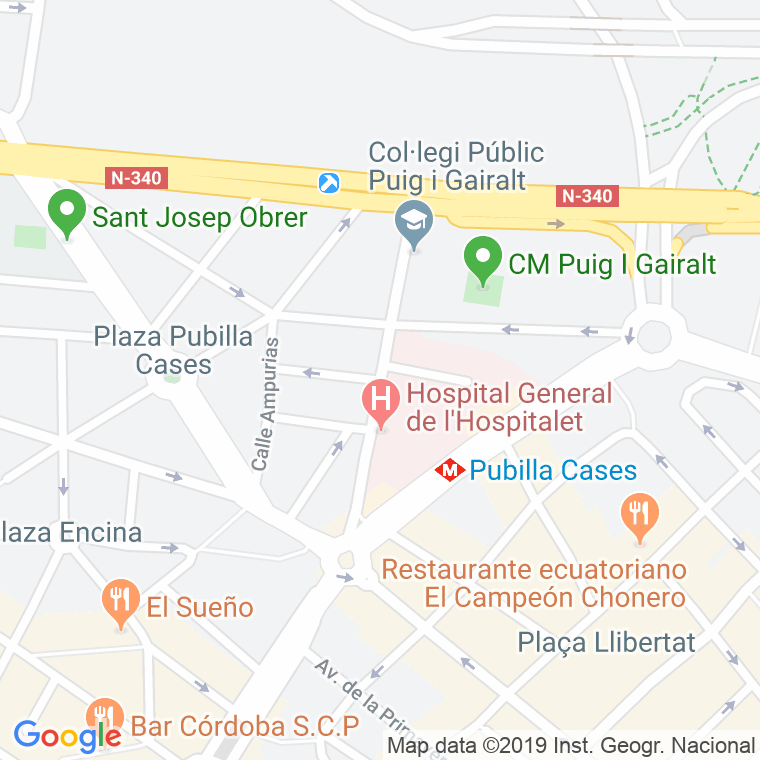 Código Postal calle Josep Molins, avinguda en Hospitalet de Llobregat,l'