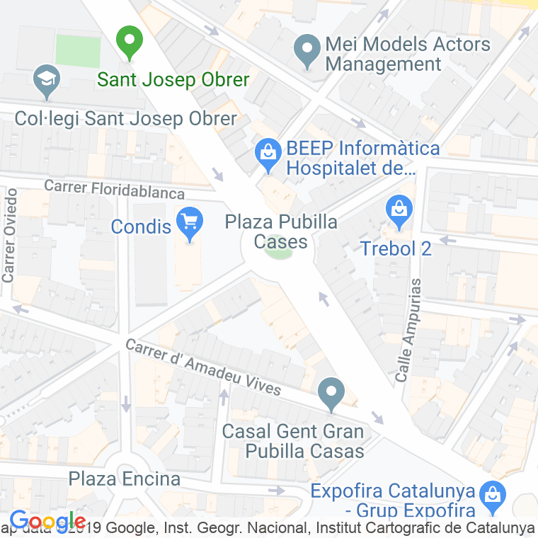 Código Postal calle Pubilla Cases, plaça en Hospitalet de Llobregat,l'