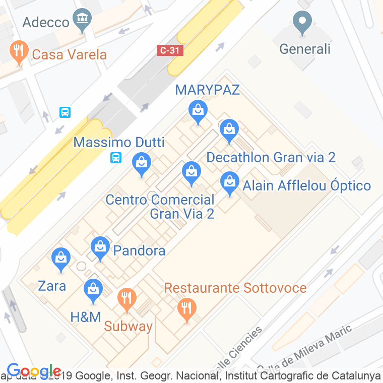 Código postal de Gran Via, Avinguda (impares del 1 al Final) en Hospitalet de Llobregat,l'