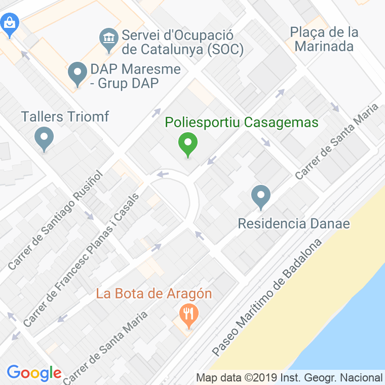 Código Postal calle Casagemes, plaça en Badalona