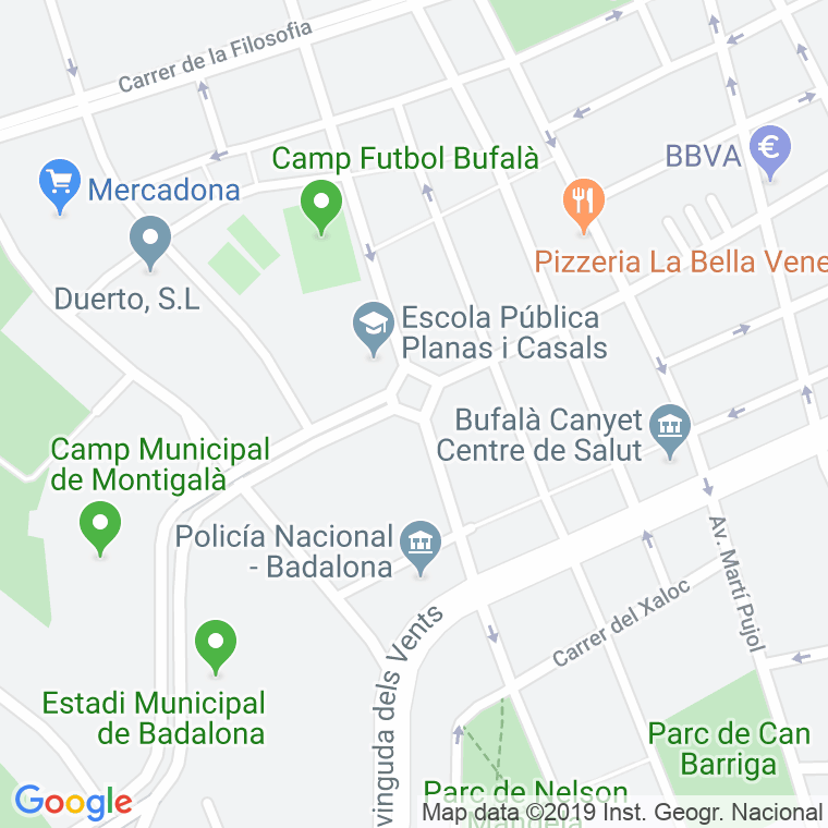 Código Postal calle Nicaragua, plaça en Badalona