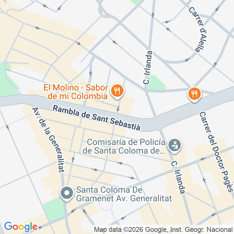 Código postal de Sant Sebastia, Rambla (impares del 1 al Final) en Santa Coloma de Gramanet